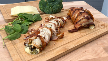 Bacon-Wrapped Stuffed Chicken Breast with Spinach, Feta & Mozzarella